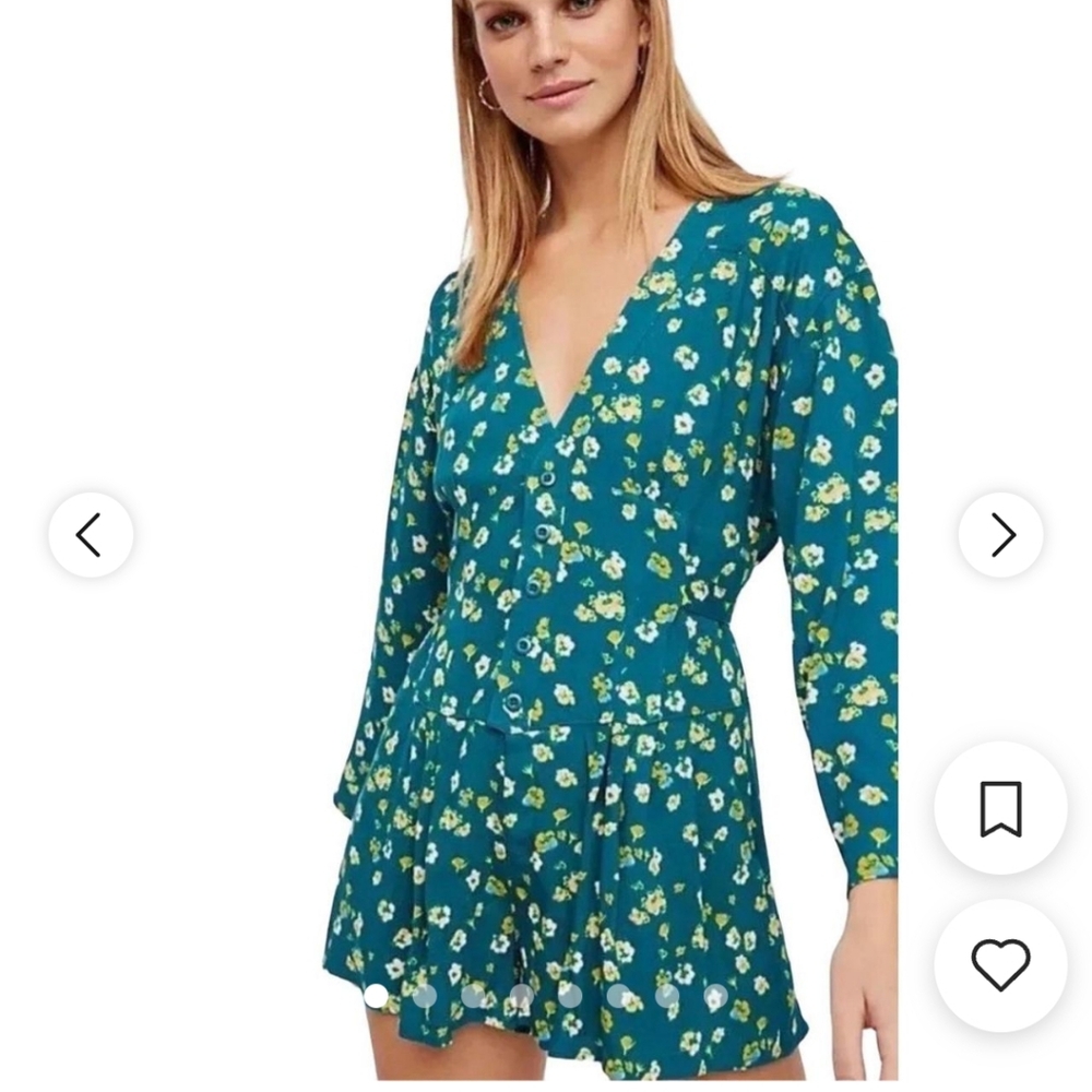 Free People Ditzy Print Floral Long Sleeve Romper